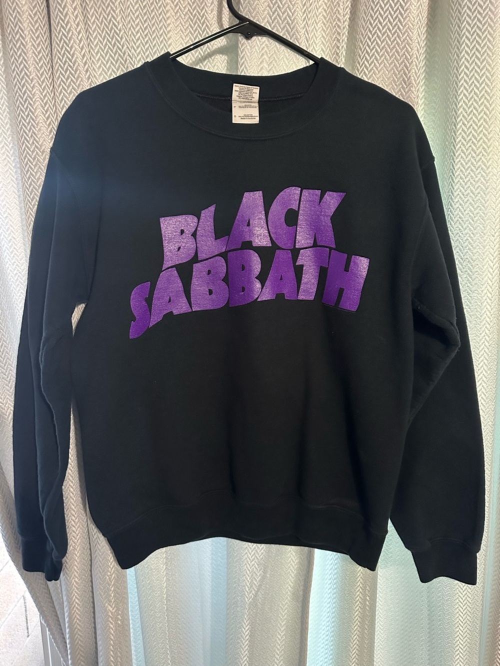 Black Sabbath Men’s Black Crewneck Sweatshirt with Purple Logo